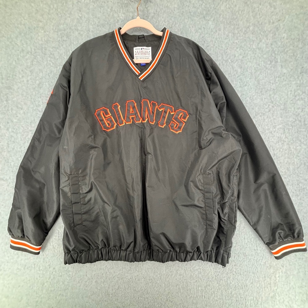 G-III Sports SF Giants Windbreaker Mens XXL Black Pullover V-Neck MLB Jacket